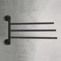 Triple Swivel Towel Bar, 14 Inch, Matte Black